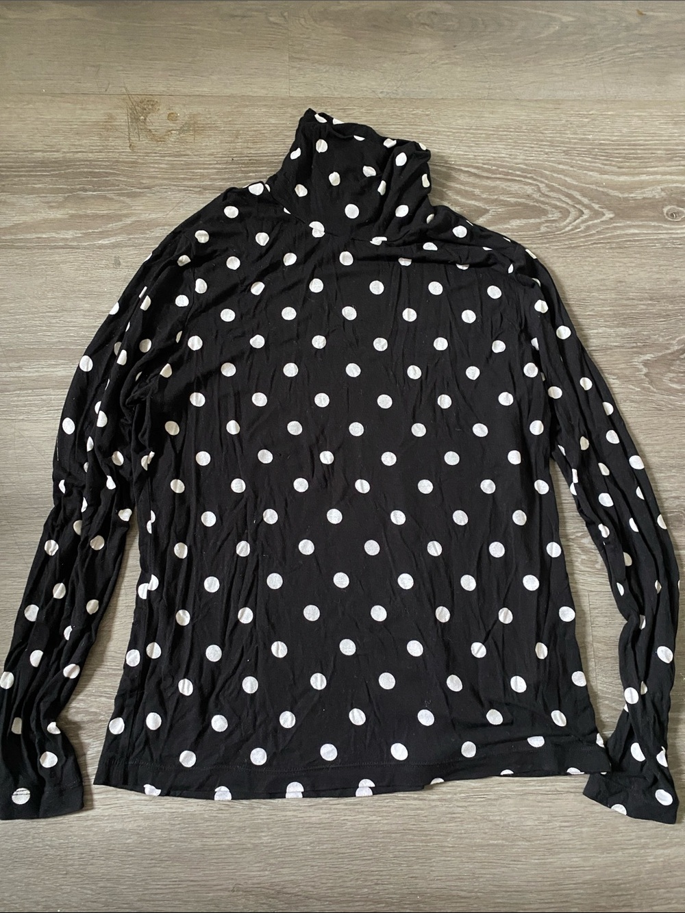 H&M Polka Dot Long Sleeve Turtleneck Top - Black/White